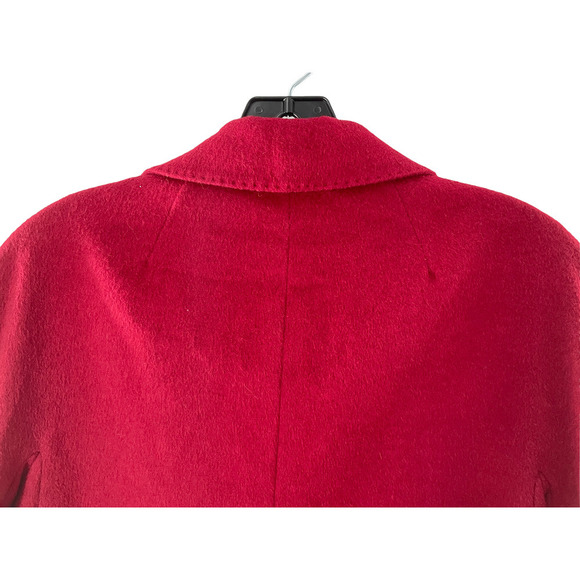 Max Mara Womens Wool Cashmere Crop Blazer Jacket Flap Pocket Size 4 Red - Picture 5 of 8